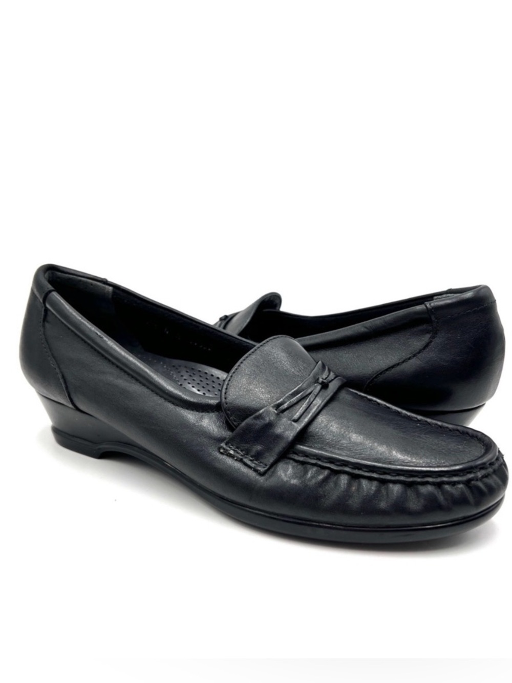SAS Easier Slip On Loafer Black Leather Size 8.5N